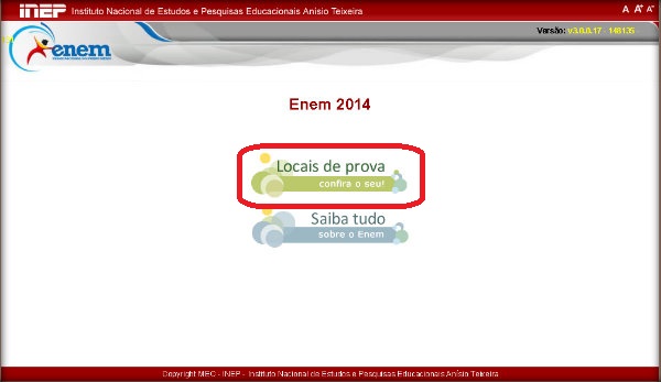Cartão do Enem 2014 
